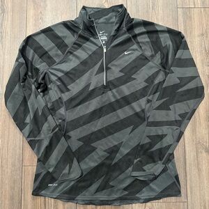 Nike Dri-Fit Quarter Zip Pullover Women’s Large Black Gray Geometric